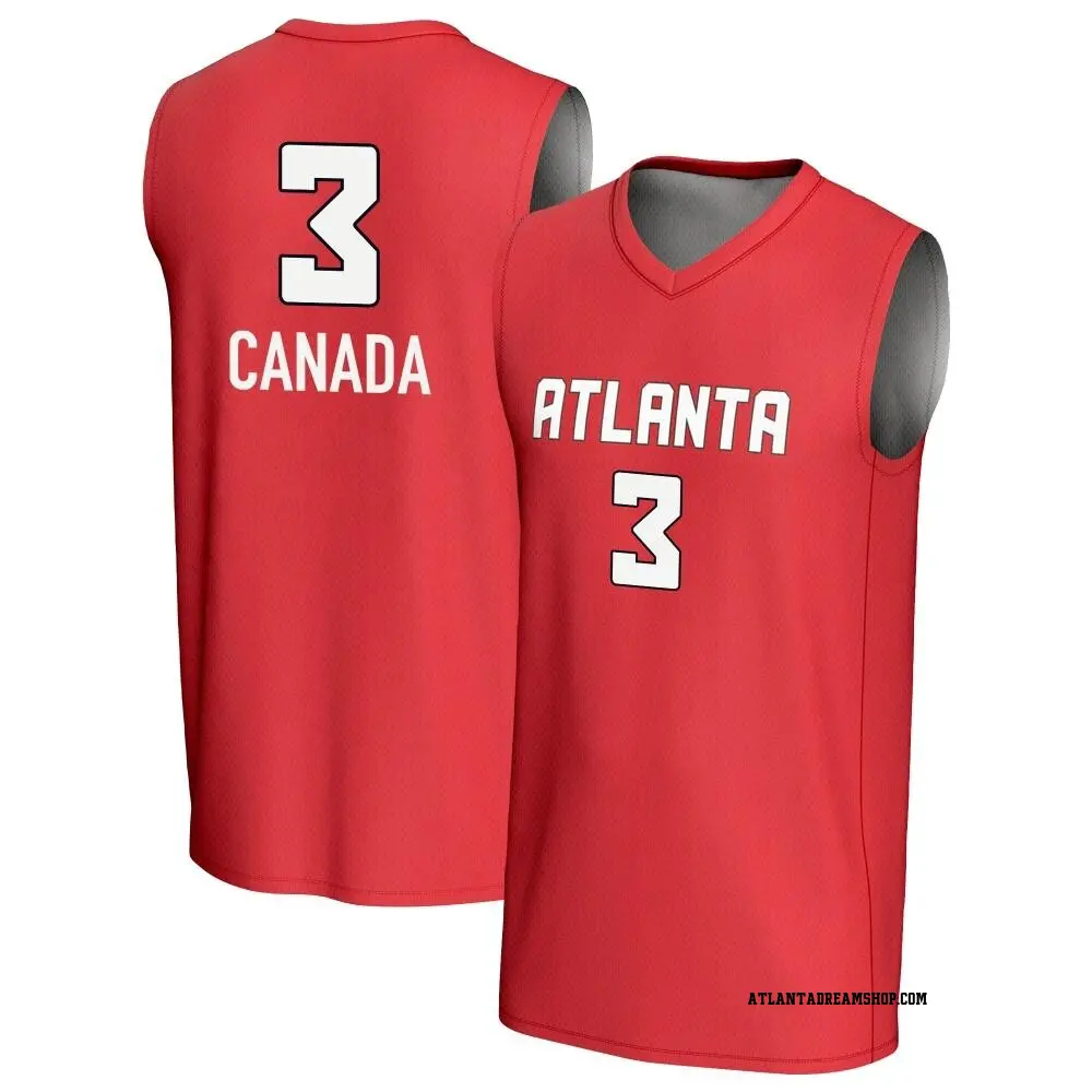 Men's Jordin Canada ＃3 Replica Red Atlanta Dream Lightweight Jersey
