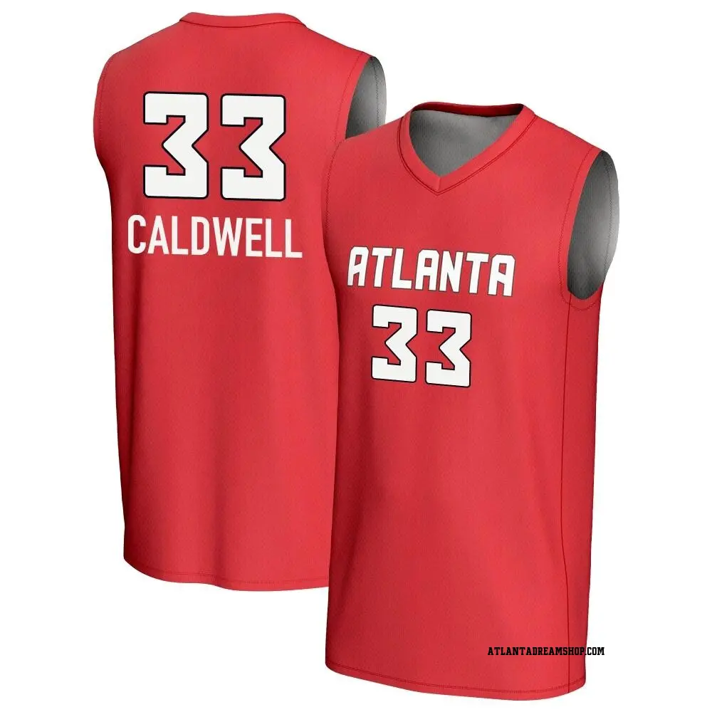 Men's Maya Caldwell ＃33 Replica Red Atlanta Dream Lightweight Jersey
