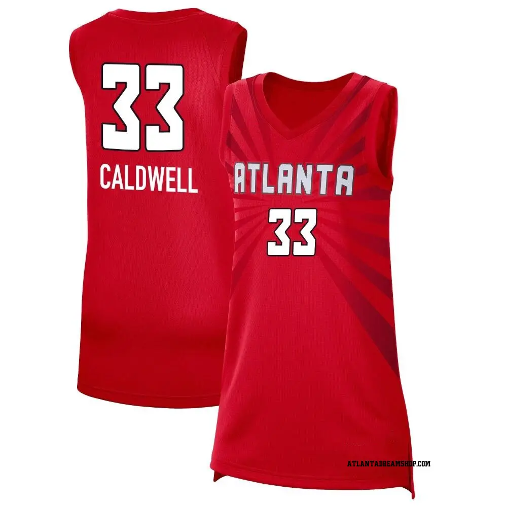 Women's Maya Caldwell ＃33 Explorer Edition Victory Red Atlanta Dream 2021 Jersey